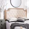Safavieh Home Collection Tufted Velvet Rustic Oak and Beige Headboard (Queen)(Beige / Rustic Oak)