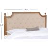 Safavieh Home Collection Tufted Velvet Rustic Oak and Beige Headboard (Queen)(Beige / Rustic Oak)