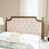 Safavieh Home Collection Tufted Velvet Rustic Oak and Beige Headboard (Queen)(Beige)