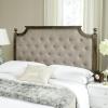 Safavieh Home Collection Tufted Velvet Rustic Oak and Beige Headboard (Queen)(Taupe / Rustic Oak)