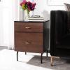 Safavieh Home Genevieve Modern Walnut and White Mahogany 2-drawer Nightstand(Walnut / Black)