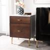 Safavieh Home Genevieve Modern Walnut and White Mahogany 2-drawer Nightstand(Walnut / White)