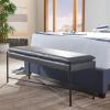 Safavieh Home Kara 50-inch Light Beige and Black Cushioned X-Bench(Grey / Black)