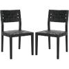 SAFAVIEH Couture Collection – Bette Woven Leather Dining Chair Set of 2, Tan Leather Seat with Natural Solid Wood Frame, Fully Assembled Modern Rustic Seating (SFV1902D)(Black/Black)