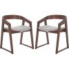 SAFAVIEH Couture Collection – Hildabryna Walnut & Light Grey Curved Back Dining Chair Set of 2, Mid-Century Modern Accent Seating, Fully Assembled (SFV6702B-SET2)(Walnut/Light Grey)