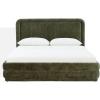SAFAVIEH Couture Collection – Jollie Olive Green Chenille Upholstered Queen Bed, Fabric Platform Bed with Headboard, Modern Bedroom Furniture (SFV4884A-Q)(Olive Green)