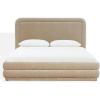 SAFAVIEH Couture Collection – Jollie Olive Green Chenille Upholstered Queen Bed, Fabric Platform Bed with Headboard, Modern Bedroom Furniture (SFV4884A-Q)(Taupe)