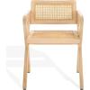 SAFAVIEH Couture Collection – Tyrrell Walnut & Natural Rattan Dining Chair, Modern Woven Accent Chair, Fully Assembled (SFV1906B)(Natural/Natural)