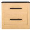 SAFAVIEH Couture Collection Abbianna Natural/Black Marble Top 2-Drawer Accent Table Nightstand (Fully Assembled)
