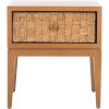 SAFAVIEH Couture Collection Armand Natural/Dark Brown Woven 1-Drawer Accent Table Nightstand (Fully Assembled)(Natural/Dark Brown)
