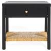 SAFAVIEH Couture Collection Berlynne Black/Natural Solid Wood 1-Drawer Banana Stem Shelf Accent Table Nightstand