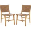 SAFAVIEH Couture Collection Cassaphina Black Woven Leather & Black Solid Wood Dining Chair Set of 2 (Fully Assembled)(Brown/Natural)