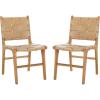 SAFAVIEH Couture Collection Cassaphina Black Woven Leather & Black Solid Wood Dining Chair Set of 2 (Fully Assembled)(Tan/Natural)