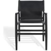 SAFAVIEH Couture Collection Cassaphina Tan Leather & Natural Solid Wood Arm Chair (Fully Assembled)(Black/Black)