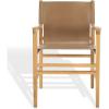 SAFAVIEH Couture Collection Cassaphina Tan Leather & Natural Solid Wood Arm Chair (Fully Assembled)(Brown/Natural)