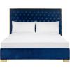 SAFAVIEH Couture Collection Chester Navy Tufted Velvet Queen Size Bed