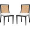 SAFAVIEH Couture Collection Emilio Walnut/Natural Solid Wood Woven Dining Chair Set of 2 (Fully Assembled)(Black/Natural)