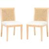 SAFAVIEH Couture Collection Emilio Walnut/Natural Solid Wood Woven Dining Chair Set of 2 (Fully Assembled)(Natural)