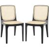 SAFAVIEH Couture Collection Frank Tropical Coastal Black/Natural Rattan Dining Chair Set of 2(Black/Natural)