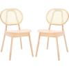 SAFAVIEH Couture Collection Kristianna Tropical Coastal Black/Natural Rattan Round Back Chair Set of 2(Natural)