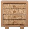 SAFAVIEH Couture Collection Rosario Natural/Dark Brown Woven 4-Drawer Accent Table Nightstand (Fully Assembled)(Natural/Dark Brown)