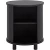 SAFAVIEH Home Collection – Etka Oak & Brass 2-Shelf Round Nightstand, Modern Fluted Accent Table (NST3108B)(Black/Black)