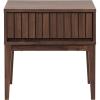 SAFAVIEH Home Collection – Fidia Navy Blue 1 Drawer Nightstand, Modern Bedside Table with Slatted Drawer Front and Tapered Legs (NST9619C)(Dark Walnut)