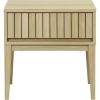 SAFAVIEH Home Collection – Fidia Navy Blue 1 Drawer Nightstand, Modern Bedside Table with Slatted Drawer Front and Tapered Legs (NST9619C)(Light Oak)