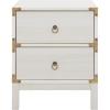 SAFAVIEH Home Collection – Galio Black & Gold 2-Drawer Nightstand, Vintage-Inspired Bedside Table with Storage for Bedroom (NST9600B)(Bleached White/Gold)