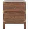 SAFAVIEH Home Collection – Galio Black & Gold 2-Drawer Nightstand, Vintage-Inspired Bedside Table with Storage for Bedroom (NST9600B)(Walnut/Gold)