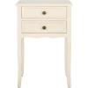 SAFAVIEH Home Collection – Lori Ash Grey End Table with Two Storage Drawers, French Farmhouse Accent Table, Scalloped Apron Design, Fully Assembled (AMH6576B)(White Birch)