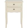 SAFAVIEH Home Collection – Lori Ash Grey End Table with Two Storage Drawers, French Farmhouse Accent Table, Scalloped Apron Design, Fully Assembled (AMH6576B)(Barley)