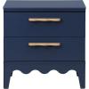 SAFAVIEH Home Collection – Lovette Olive Green 2 Drawer Nightstand, Compact Bedroom Storage Accent Table, Scalloped Base Design (NST9618B)(Navy Blue)