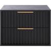 SAFAVIEH Home Collection – Lylia Black & Gold Floating Nightstand, 2 Drawer Wall-Mounted Bedside Table, Modern Ribbed Design (NST9615B)(Black/Gold)