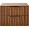 SAFAVIEH Home Collection – Lylia Black & Gold Floating Nightstand, 2 Drawer Wall-Mounted Bedside Table, Modern Ribbed Design (NST9615B)(Walnut/Black)
