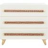SAFAVIEH Home Collection – Raquel White 3 Drawer Chest, Mid-Century Style Dresser with Faux Leather Wrapped Drawer Pulls (CHS6602C)(White/Gold)