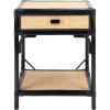 SAFAVIEH Home Collection – Roya White & Natural Nightstand with Drawer & Shelf, Coastal Accent Table, Bamboo-Style Frame & Rattan Drawer (NST4005C)(Black / Natural)