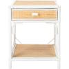 SAFAVIEH Home Collection – Roya White & Natural Nightstand with Drawer & Shelf, Coastal Accent Table, Bamboo-Style Frame & Rattan Drawer (NST4005C)(White / Natural)