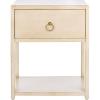 SAFAVIEH Home Collection – Yudi Turquoise Nightstand with Drawer & Shelf, Contemporary Accent Storage Table, Fully Assembled (NST9201C)(Antique / White)