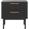 SAFAVIEH Home Collection Axelle Oak/Black 2-Drawer Nightstand(Black/Black)