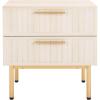 SAFAVIEH Home Collection Axelle Oak/Black 2-Drawer Nightstand(Bleached White/Gold)