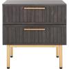SAFAVIEH Home Collection Axelle Oak/Black 2-Drawer Nightstand(Distressed Black/Gold)