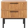 SAFAVIEH Home Collection Axelle Oak/Black 2-Drawer Nightstand(Oak/Black)