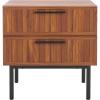 SAFAVIEH Home Collection Axelle Oak/Black 2-Drawer Nightstand(Walnut/Black)