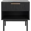 SAFAVIEH Home Collection Axelle Walnut/Black 1-Drawer Nightstand(Black/Black)