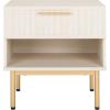 SAFAVIEH Home Collection Axelle Walnut/Black 1-Drawer Nightstand(Bleached White/Gold)