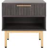 SAFAVIEH Home Collection Axelle Walnut/Black 1-Drawer Nightstand(Distressed Black/Gold)