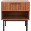 SAFAVIEH Home Collection Axelle Walnut/Black 1-Drawer Nightstand(Walnut/Black)