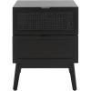 SAFAVIEH Home Collection Baisley Black 2-Drawer Rattan Nightstand(Black)