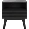 SAFAVIEH Home Collection ESMA Distressed Black 1-Drawer 1-Shelf Nightstand(Black)